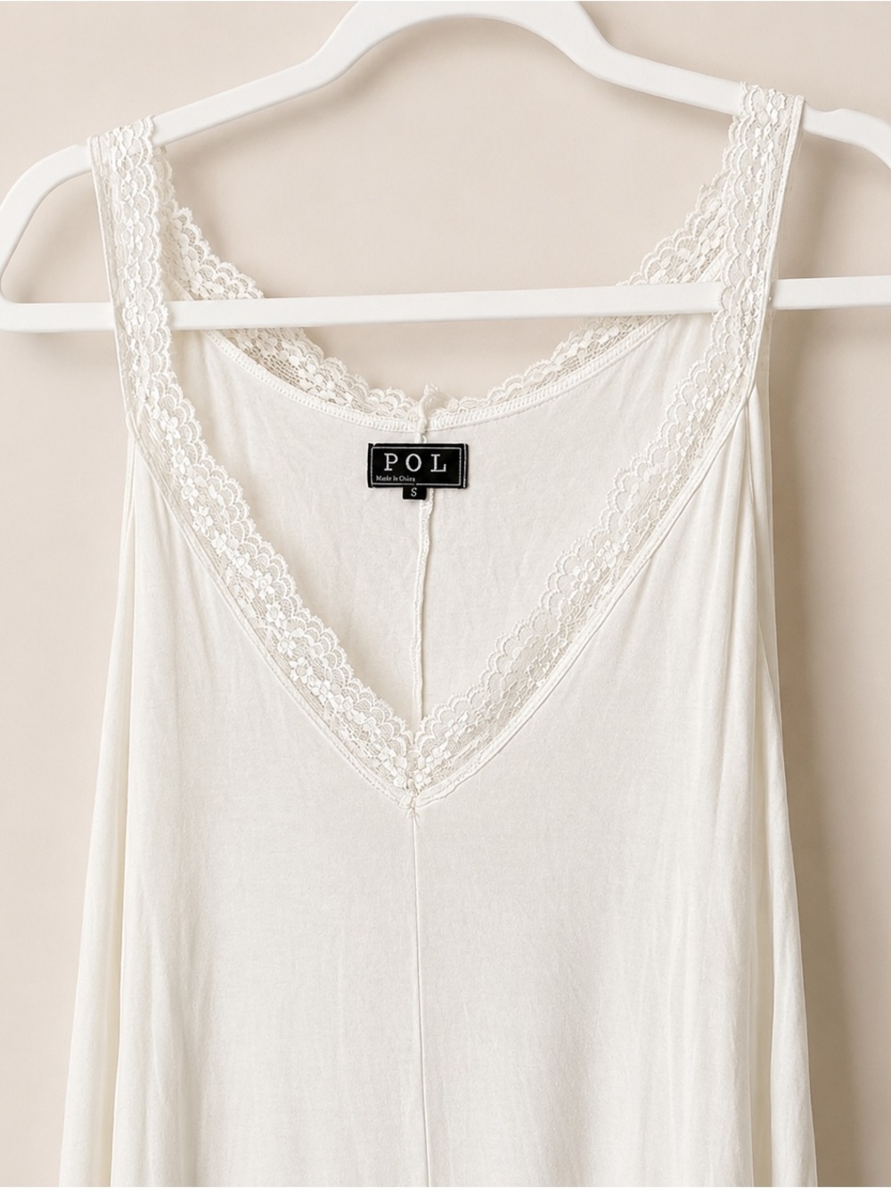 POL Ivory Lace Trim Sleeveless Chemise Slip Dress Nightgown Lounge Size S - Picture 3 of 8